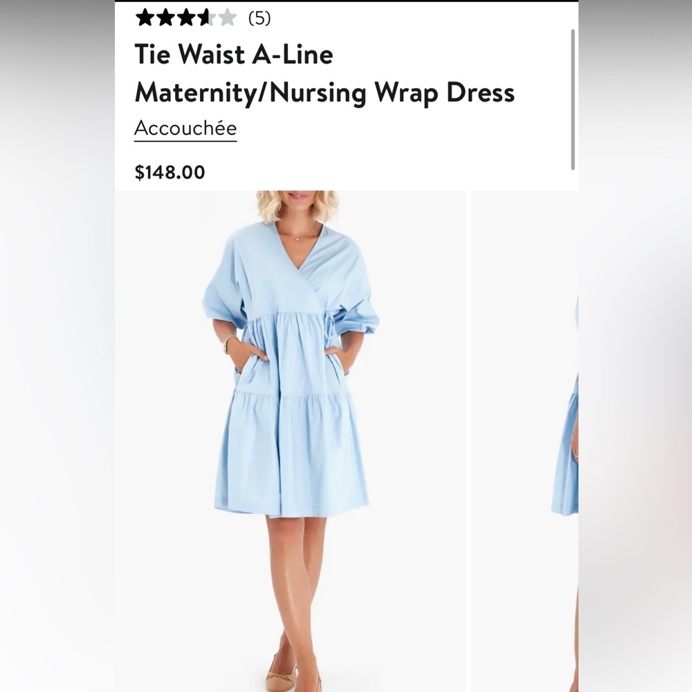 Light Blue Maternity Wrap Dress